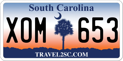 SC license plate XOM653