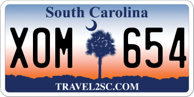 SC license plate XOM654