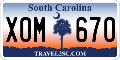 SC license plate XOM670