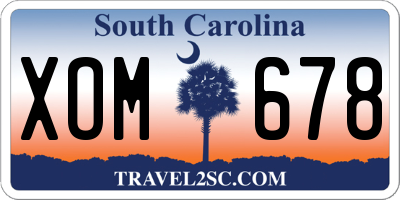 SC license plate XOM678