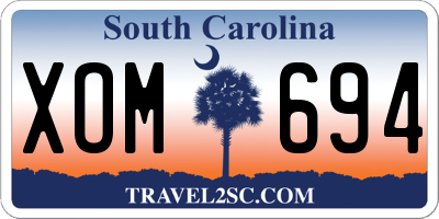 SC license plate XOM694