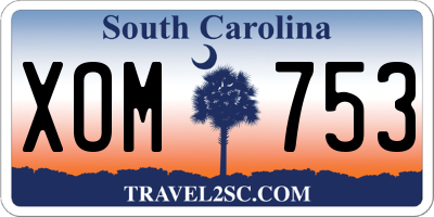 SC license plate XOM753