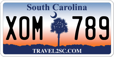 SC license plate XOM789