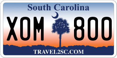SC license plate XOM800