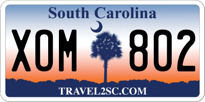 SC license plate XOM802