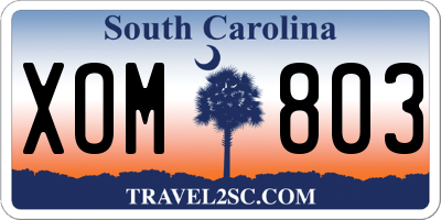 SC license plate XOM803