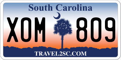 SC license plate XOM809