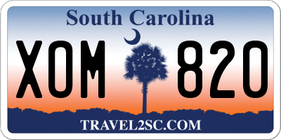 SC license plate XOM820