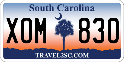SC license plate XOM830