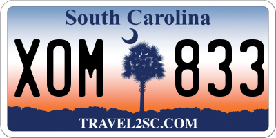 SC license plate XOM833