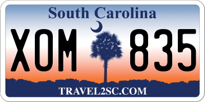 SC license plate XOM835