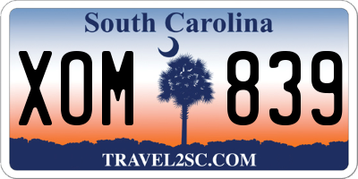 SC license plate XOM839