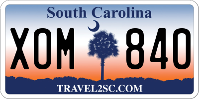 SC license plate XOM840