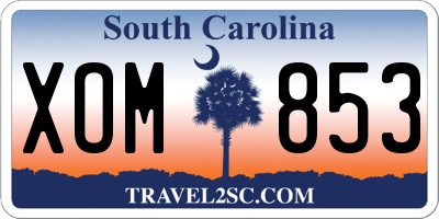 SC license plate XOM853