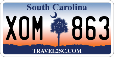 SC license plate XOM863