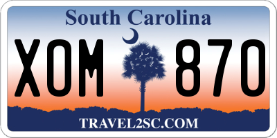 SC license plate XOM870