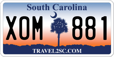 SC license plate XOM881