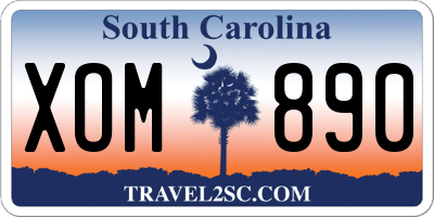 SC license plate XOM890