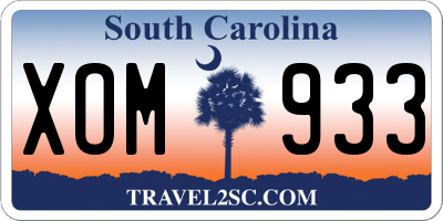 SC license plate XOM933