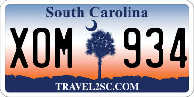 SC license plate XOM934