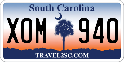 SC license plate XOM940