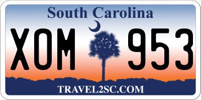 SC license plate XOM953