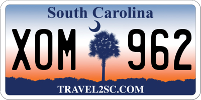 SC license plate XOM962