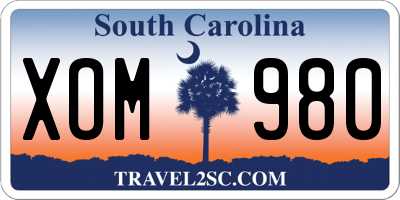 SC license plate XOM980