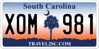 SC license plate XOM981