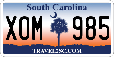 SC license plate XOM985