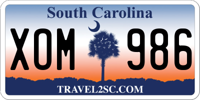 SC license plate XOM986