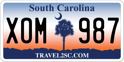 SC license plate XOM987
