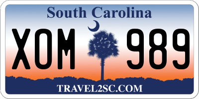 SC license plate XOM989