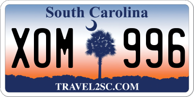 SC license plate XOM996
