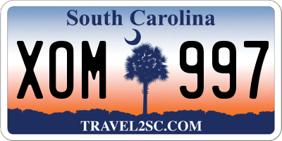SC license plate XOM997