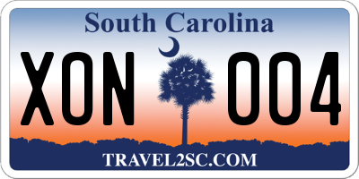 SC license plate XON004