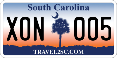 SC license plate XON005