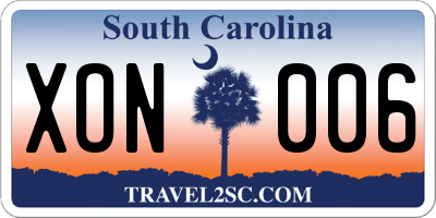 SC license plate XON006