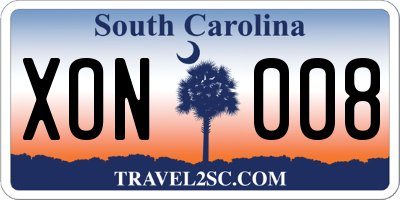SC license plate XON008