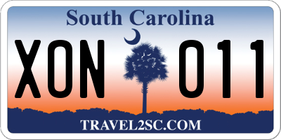 SC license plate XON011