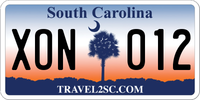 SC license plate XON012
