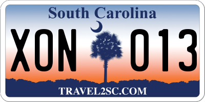 SC license plate XON013