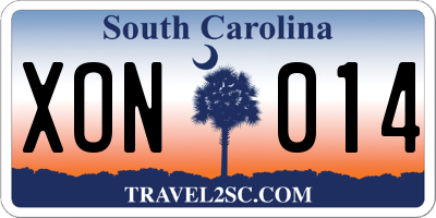 SC license plate XON014
