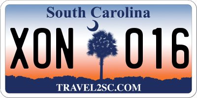 SC license plate XON016