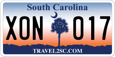 SC license plate XON017