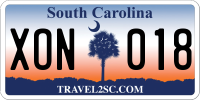 SC license plate XON018