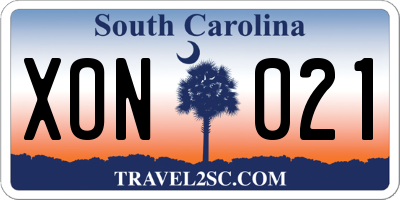 SC license plate XON021