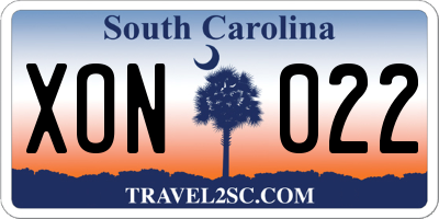SC license plate XON022