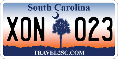 SC license plate XON023