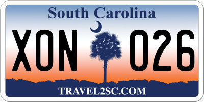 SC license plate XON026